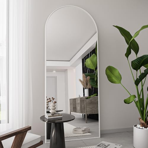 TinyTimes 65x22 Inch White Full Length Arched Floor Mirror with Stand