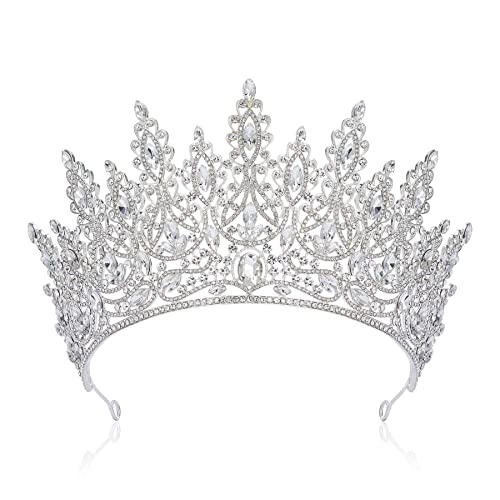 Silver Tiara Crown for Women & Girls - Wedding, Quinceanera, Prom Headpiece