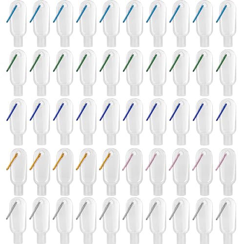 50 Pcs Travel Size Refillable Bottles with Hand Sanitizer Keychain 1 oz/30ml