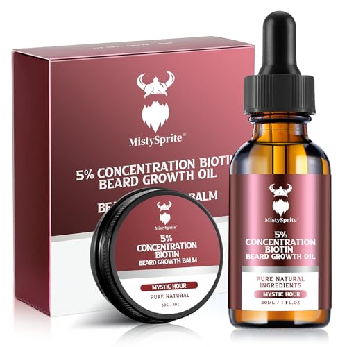 Men's Beard Growth Kit & Balm with Biotin, Natural Oils - MistySprite