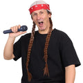 Gray with Brown Long Silvery Grey and Brown Pigtail Wig with Bandana Beard for Men Halloween Costume - Variation of THIS listing