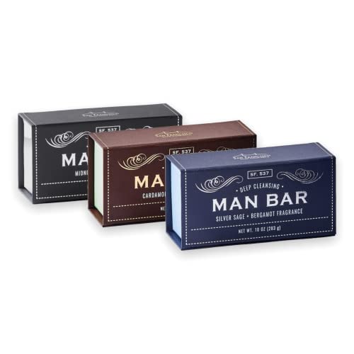Set of 3 Men's Bar Soaps - Cardamom & Juniper, Midnight Amber, Sage & Bergamot