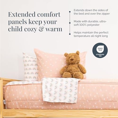 Kids Zipper Bedding Set - Peach Rainbow Toddler All-in-One Bed Cover