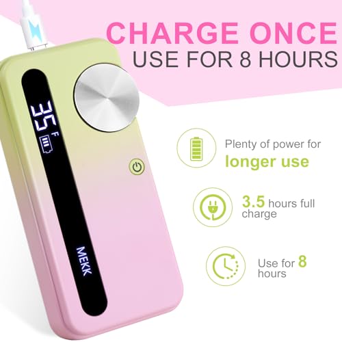 Pink-Green MEKK Professional Cordless Nail Drill 35000RPM E-File for Acrylic Gel Nails