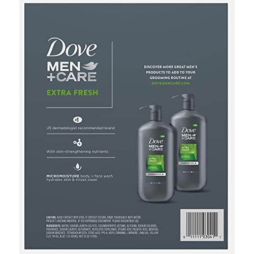 Dove Men+Care Extra Fresh Body and Face Wash - 60 Fl Oz Pack of 1 with Rose Scent