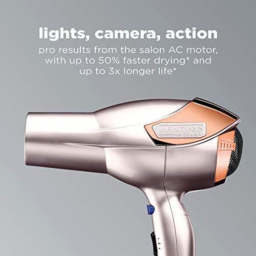 Conair InfinitiPRO Rose Gold Hair Dryer with Diffuser & Concentrator, 1875W, Ionic Technology