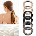 Silk Scrunchies 6 Pack - Mulberry Silk Hair Ties with Elastic Band, Beige/Black/Charcoal