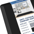 Black 72in x 22in x 0.8in Thick Anti-Fatigue Kitchen Mat Cushioned Floor Rug