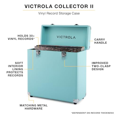 Collector II Vinyl Storage Case by Victrola (Black) Holds 30+ LPs