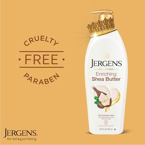Jergens Shea Butter Hand and Body Lotion, Deep Conditioning Moisturizer, 3X More Radiant Skin, with Pure Shea Butter, Dermatologist Tested, 26.5 oz, 6 Pack