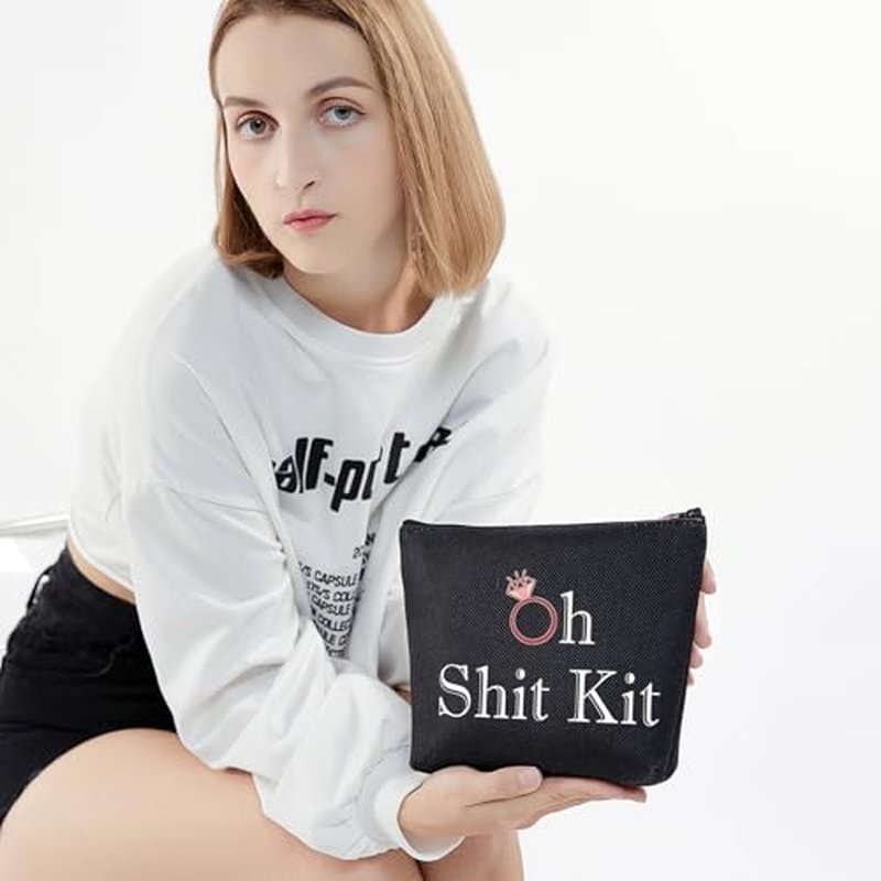 LEVLO Funny Bachelorette Kit Bags Bridal Shower Gift Oh Shit Kit Makeup Bag 2025 Wedding Party Cosmetic Bag Bridesmaid Makeup Pouch (Oh Shit Kit-balck)