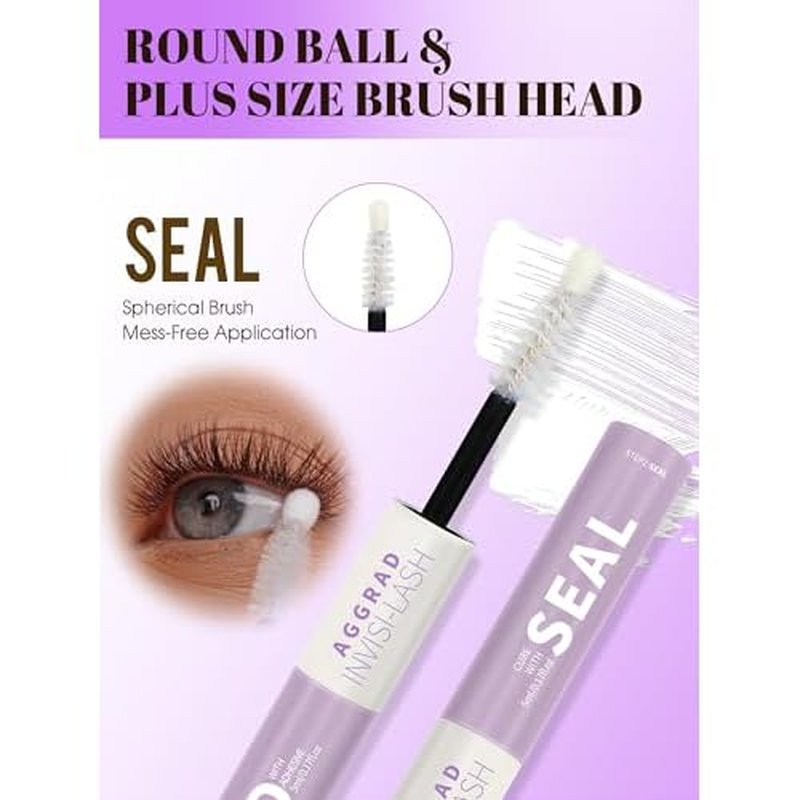 Brown Lash Cluster Glue Bond and Seal Waterproof 150H Super Strong Hold Long-Lasting for Eyelash Clusters Extensions Kit DIY Self Adhesive 2 in 1 Individual Lash Glue Brown Bonder & Clear Sealant