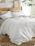 Bedsure Linen Cotton Blend Duvet Cover King 104x90 White - Natural White Variation