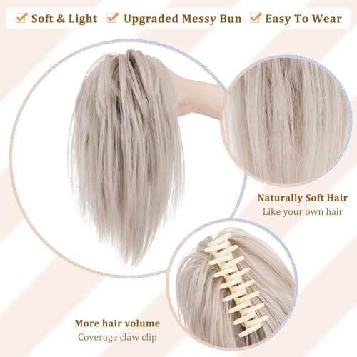 Hair Bun, Clip-in Hair Extensions 12in - Synthetic Chignon Ponytail Scrunchies for Women,for Daily Wear(Brown gold varietal)