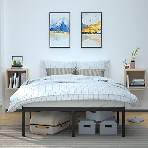Full Size Heavy Duty Bed Frame with Steel Slats - 18 Inch Platform, No Box Spring Needed, Black, Variation of Full / 18"H