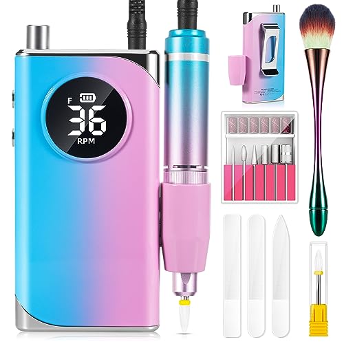 Electric Nail Drill Professional:40000RPM Electric Nail Drill Machine,Rechargeable Nail Efile for Acrylic Gel Nails, Manicure Pedicure Polishing Shape Tools for Salon Home Use
