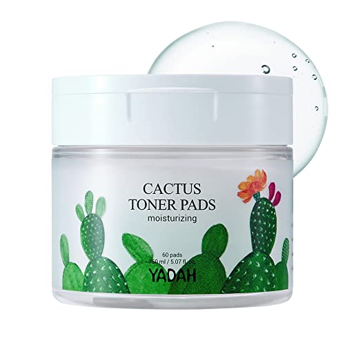 YADAH Cactus Toner Pads 60 Count - Hydrating Exfoliating Facial Wipes