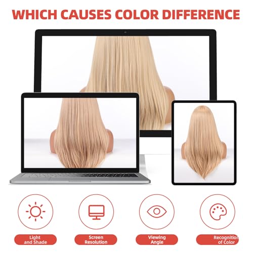 Allbell Blonde Long Straight Layered Wigs with Bangs - 22 Inch Synthetic Heat-Resistant Hair for Women