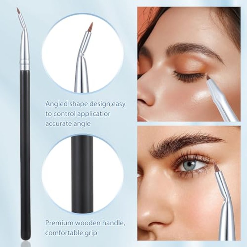 7Pcs Fan-Shaped Eyelash Brush Eyebrow Comb Tools Set, Mascara Separator Applicator Angled Eyeliner Brush Folding Double-Head Brow Brushes For Eye Lashes Eyebrows Makeup Natural