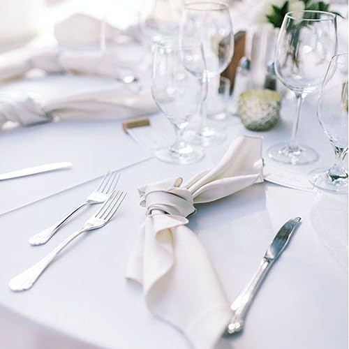 FINDYOU 12 Pack White Polyester Tablecloth 60 x 102 Inch for 6ft Rectangular Tables