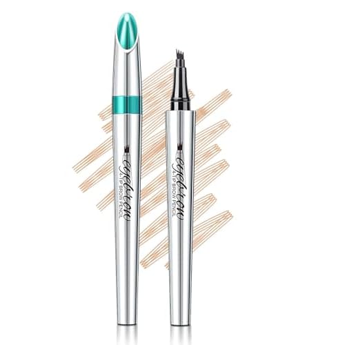 Eyebrow Microblading Pencil with 4-Fork-Tip, Lift and Snatch Brow Tint Pen, Waterproof & Long-Lasting Creates Natural-Looking Brows for Women (Light Brown)