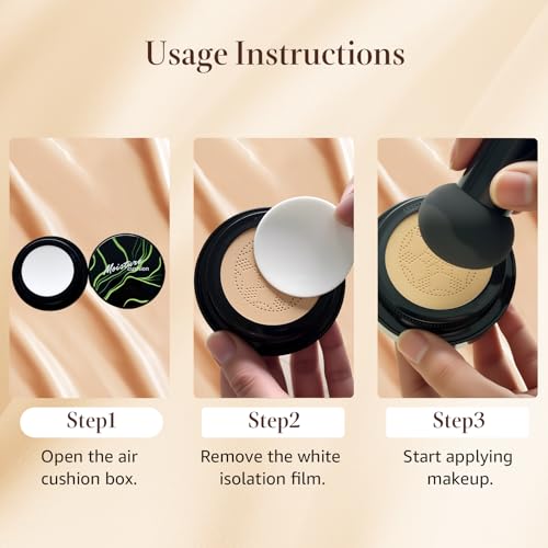 Mushroom Head Air Cushion CC Cream Gift Set for Women - Newly Upgraded Tattoo Cover up Makeup Foundation with 2 Refills, Holiday Gift BB Cream Waterproof for Mature Skin Types (Medium, 20g*3)