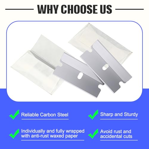 Lasnten 1500 Pack Single Edge Razor Blades - High Carbon Steel Replacement Scraper Blades for Paint, Labels & Decals, Variation of 500