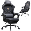 GTPLAYER Gaming Chair with Footrest - High Back Leather Office Chair for Adults, Adjustable Headrest & Lumbar Support, Black, Variation: With Pedals