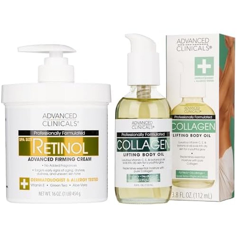 Advanced Clinicals Retinol Body Lotion + Collagen Firming Body Oil 2PC Bundle