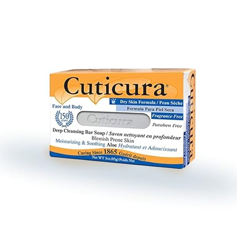 Cuticura Deep Cleansing Face and Body Soap, Dry Skin Formula ? Deep Cleansing Bar Soap for Blemish-Prone Skin 3 oz (Pack of 3)