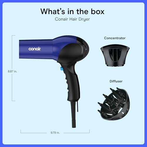 Lightweight 1875W Hair Dryer with Diffuser & Concentrator Set - 3 Piece