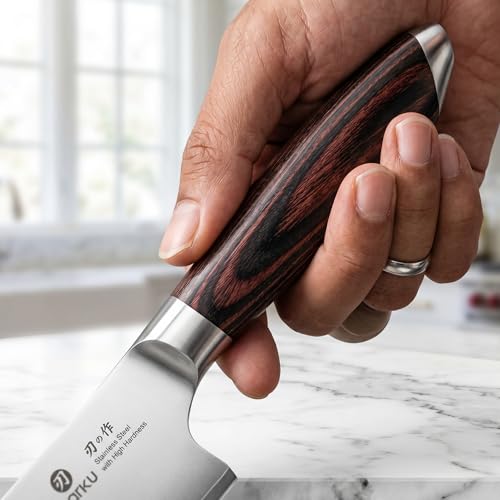Imarku Japanese Chef Knife 8 Inch with Brown & Black Handle - Razor Sharp HC Steel