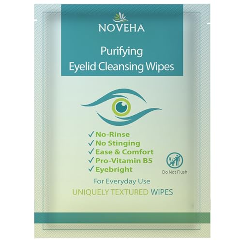NOVEHA Sensitive Eye Care Bundle ? Eyelid & Lash Wipes (60pcs) + Tea Tree Anti-Wrinkle Eye Cream 1.69 fl oz | Hydrating Daily Routine for Itchy Lids, Dry Skin & Wrinkles