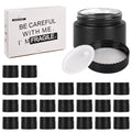 Black Frosted Glass Cosmetic Jars with Airtight Lids - 1oz Small Containers for DIY Skincare & Candles - 24 Pack