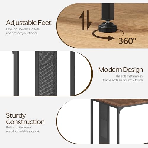 Large Modern Dining Table for 6-8 People - Walnut Top with Metal Legs