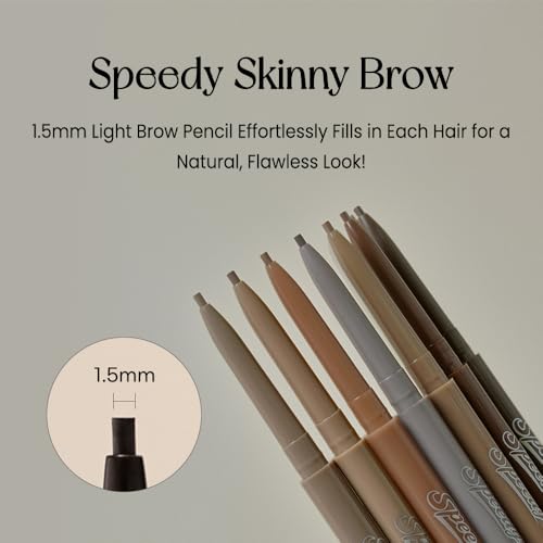 PERIPERA Speedy Skinny Brow (01 Gray Brown),1.5mm Precise Eyebrow Pencil, Dual-Sided Fine Tip Shades, Define Fills Brow Make up, K Beauty, Korean Make-up