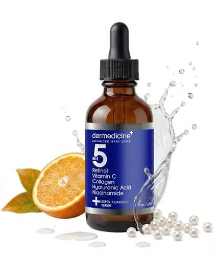 5 in 1 Face Serum with Retinol Vitamin C Collagen Hyaluronic Acid - 1 fl oz