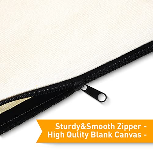 Canvas Zipper Bags Bulk - White with Black Zippers, 160 Pack - Cosmetic & Travel Organizer