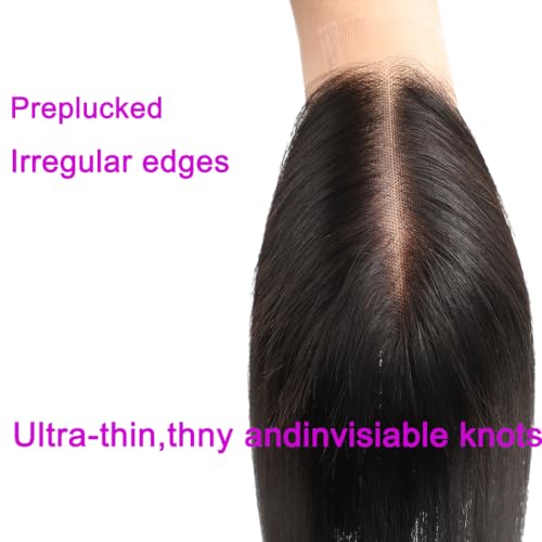 AUTTO 20in 2x6 HD Lace Closure Transparent Skinlike Straight Human Hair Pre-Plucked Natural Hairline