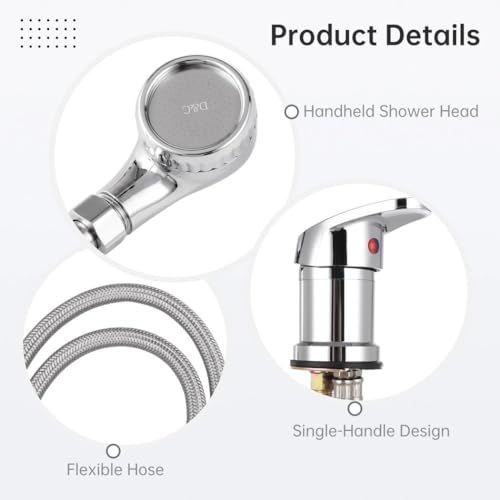 Homaisson Beauty Salon Shampoo Sink Bowl Faucet and Sprayer Kit, Leak-Proof Shampoo Bed Faucet with Metal Hose, Hot and Cold Mixer Tap Sprayer Set for Hair Beauty Salon