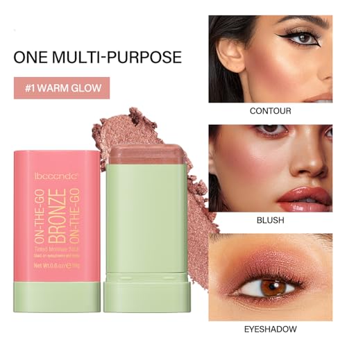 Bronzer Stick, Facial Contouring Stick,Cream Contour Stick, Facial Contouring Stick,Highlight Contour Makeup Long Lasting, Face Bronzer, Face Shaping,02,Rich Glow&04,Beach Glow