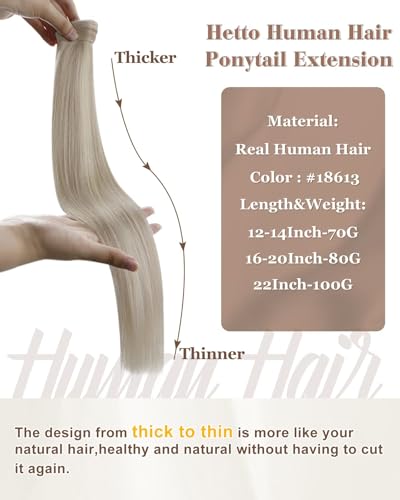 Hetto Ash Blonde Pony Tails Hair Extensions 12 Inch 70g - Golden Blonde Highlights - Variation #18/613