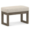 27-Inch Tweed Fabric Ottoman Bench - Platinum, Small Space-Saving Design