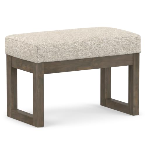 27-Inch Tweed Fabric Ottoman Bench - Platinum, Small Space-Saving Design