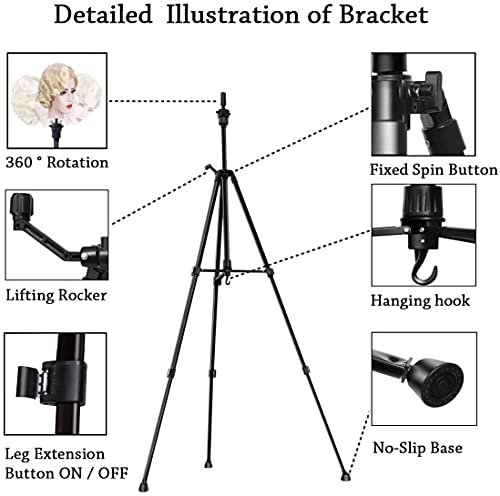 Adjustable Wig Stand Tripod with Mannequin Head Support - 24 to 64 Inch, Metal, Pack of 1
