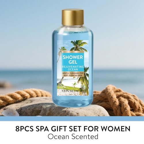 Ocean Gift Set for Women 8-Piece Spa & Bath Collection - Refreshing Sea-Inspired Skincare