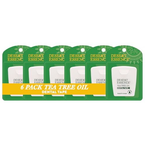 Desert Essence Tea Tree Oil Dental Tape — Thick Floss for Effective Oral Cleaning, 6-Pack, 180 Yards