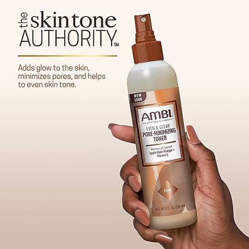 Ambi Even & Clear Vitamin C Serum, Toner & Glow Set - 1oz Serum, 8oz Toner