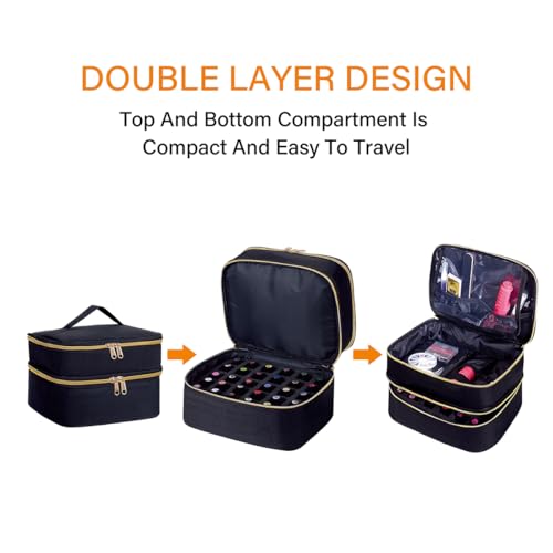 Nail Polish Organizer Bag Holds 30 Bottles Black Travel Storage Case
