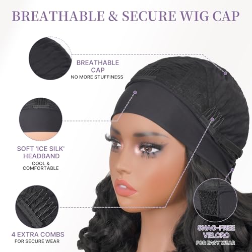 Black Yaki Curly Headband Wig 16 Inch Kinky Curly Synthetic Half Wig for Black Women